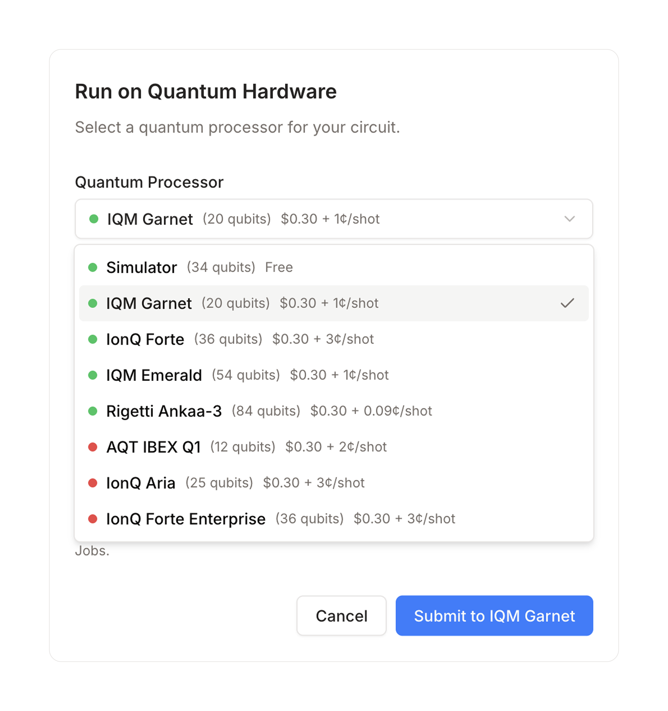 Run on quantum hardware